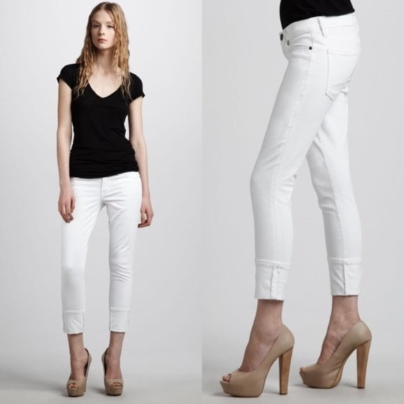 CURRENT/ELLIOTT The Beatnik Cuff‎ Jeans Sugar White - Picture 1 of 2